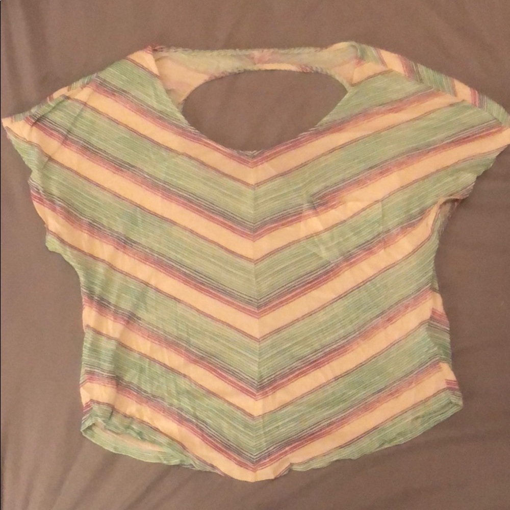 Striped Open Back Crop-Top